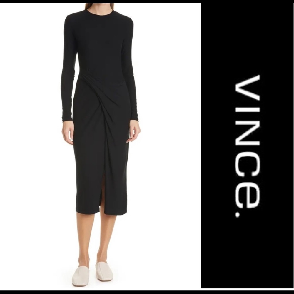 Vince * Drape Long Sleeve Midi Dress NWOT